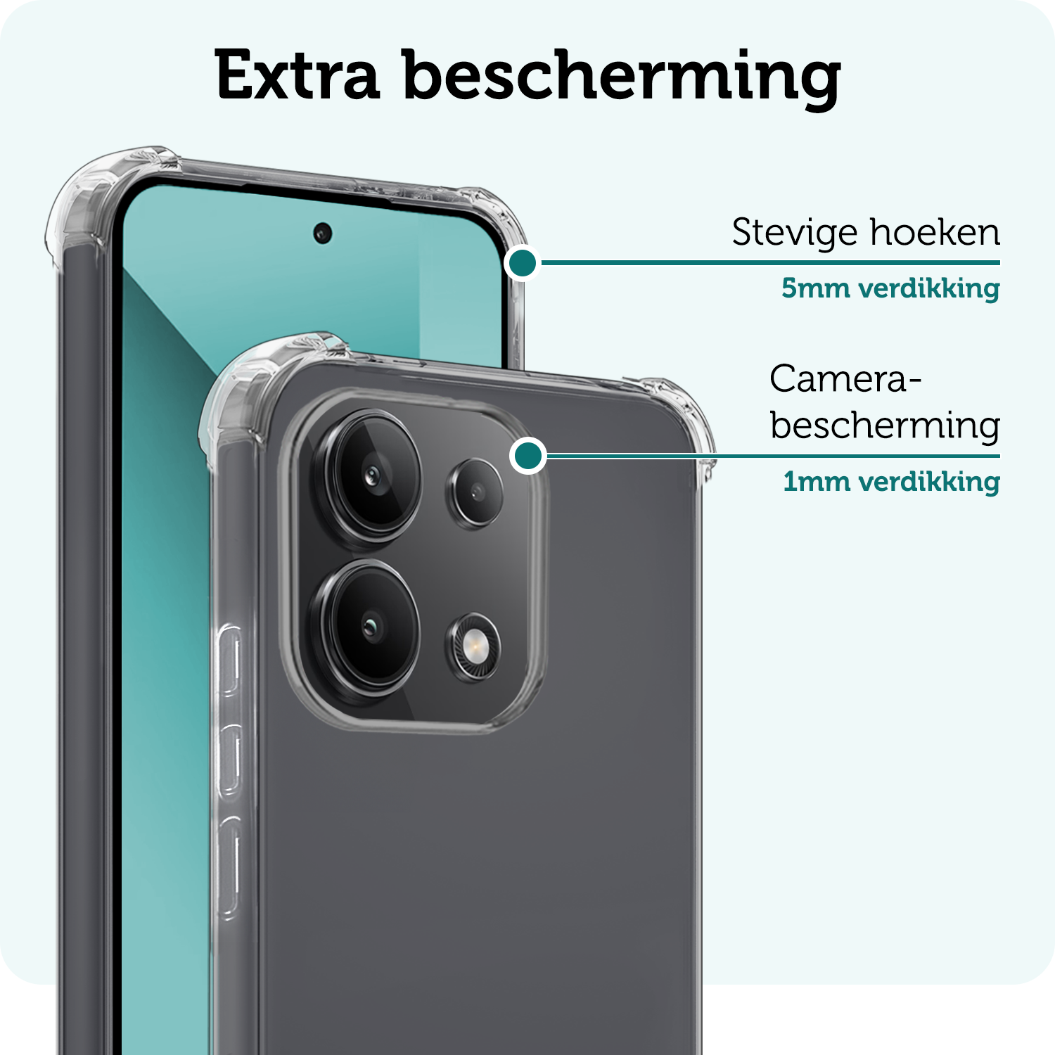 Forterra Hoesje Geschikt voor Xiaomi Redmi Note 13 4G Case Shockproof Siliconen Hoes Met 2x Screenprotector - Hoes Geschikt voor Xiaomi Redmi Note 13 4G Hoesje Shock Proof Back Cover - Transparant