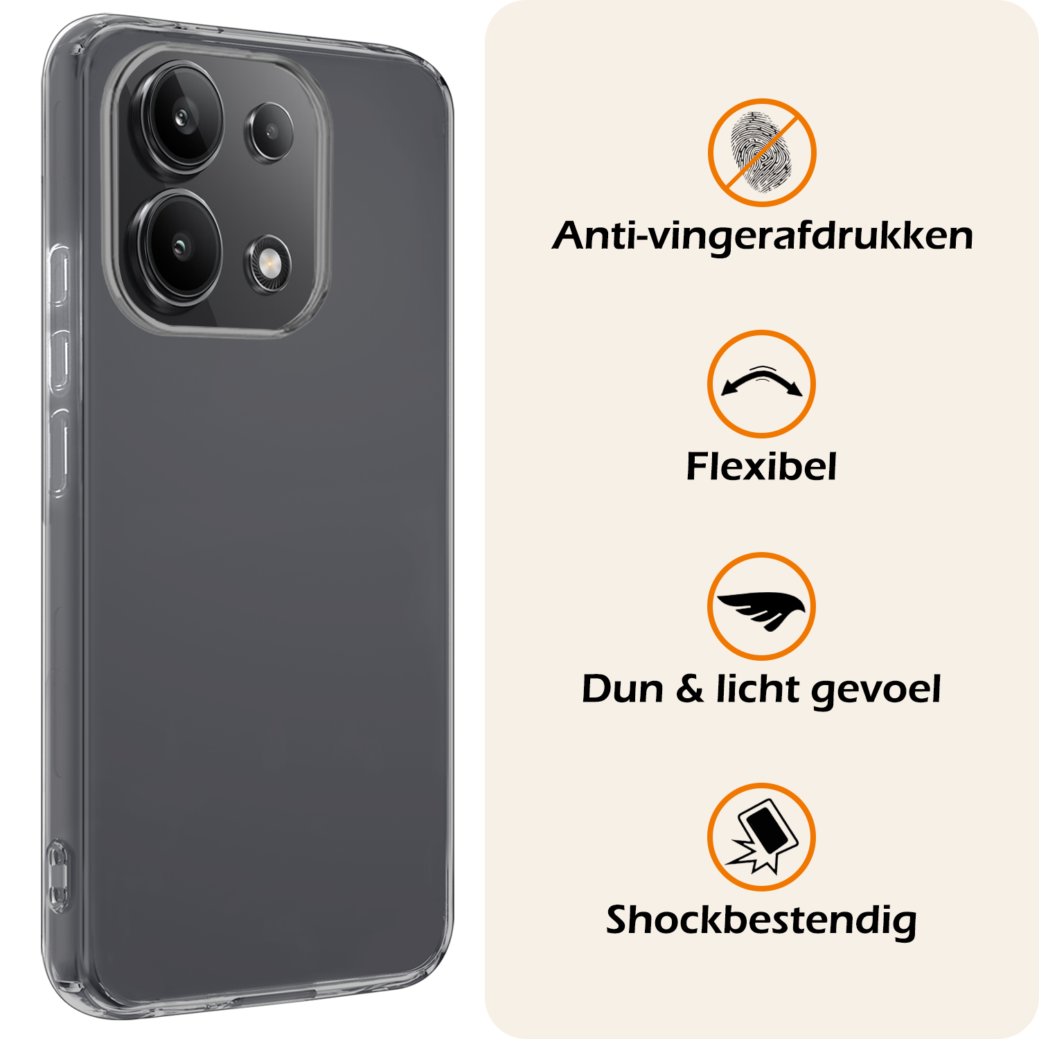 Nomfy Hoesje Geschikt voor Xiaomi Redmi Note 13 4G Hoesje Siliconen Cover Case - Hoes Geschikt voor Xiaomi Redmi Note 13 4G Hoes Back Case - 2-PACK - Transparant