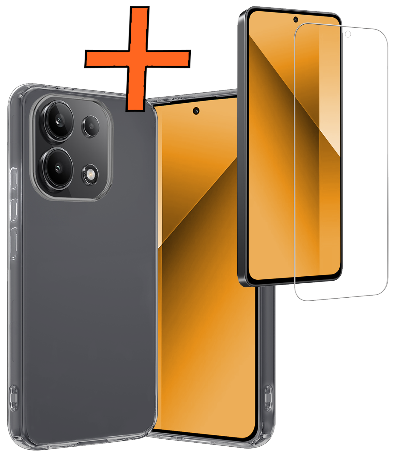Nomfy Hoesje Geschikt voor Xiaomi Redmi Note 13 4G Hoesje Siliconen Cover Case Met Screenprotector - Hoes Geschikt voor Xiaomi Redmi Note 13 4G Hoes Back Case - Transparant