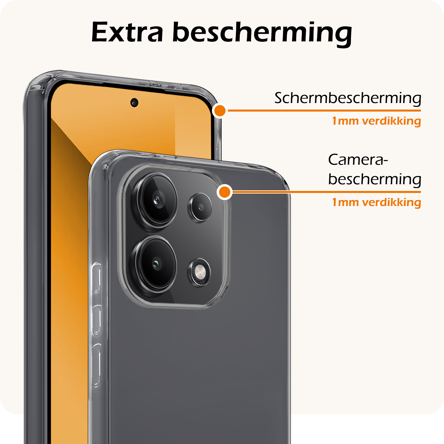 Nomfy Hoesje Geschikt voor Xiaomi Redmi Note 13 4G Hoesje Siliconen Cover Case Met Screenprotector - Hoes Geschikt voor Xiaomi Redmi Note 13 4G Hoes Back Case - Transparant