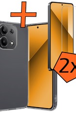 Nomfy Hoesje Geschikt voor Xiaomi Redmi Note 13 4G Hoesje Siliconen Cover Case Met 2x Screenprotector - Hoes Geschikt voor Xiaomi Redmi Note 13 4G Hoes Back Case - Transparant