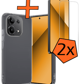 Nomfy Nomfy Xiaomi Redmi Note 13 4G Hoesje Siliconen Met 2x Screenprotector - Transparant