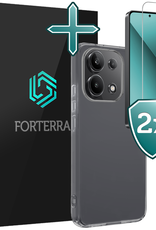 Forterra Hoesje Geschikt voor Xiaomi Redmi Note 13 4G Case Siliconen Hoes Met 2x Screenprotector - Hoes Geschikt voor Xiaomi Redmi Note 13 4G Hoesje Back Cover - Transparant