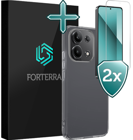 Forterra Forterra Xiaomi Redmi Note 13 4G Hoesje Siliconen Met 2x Screenprotector - Transparant