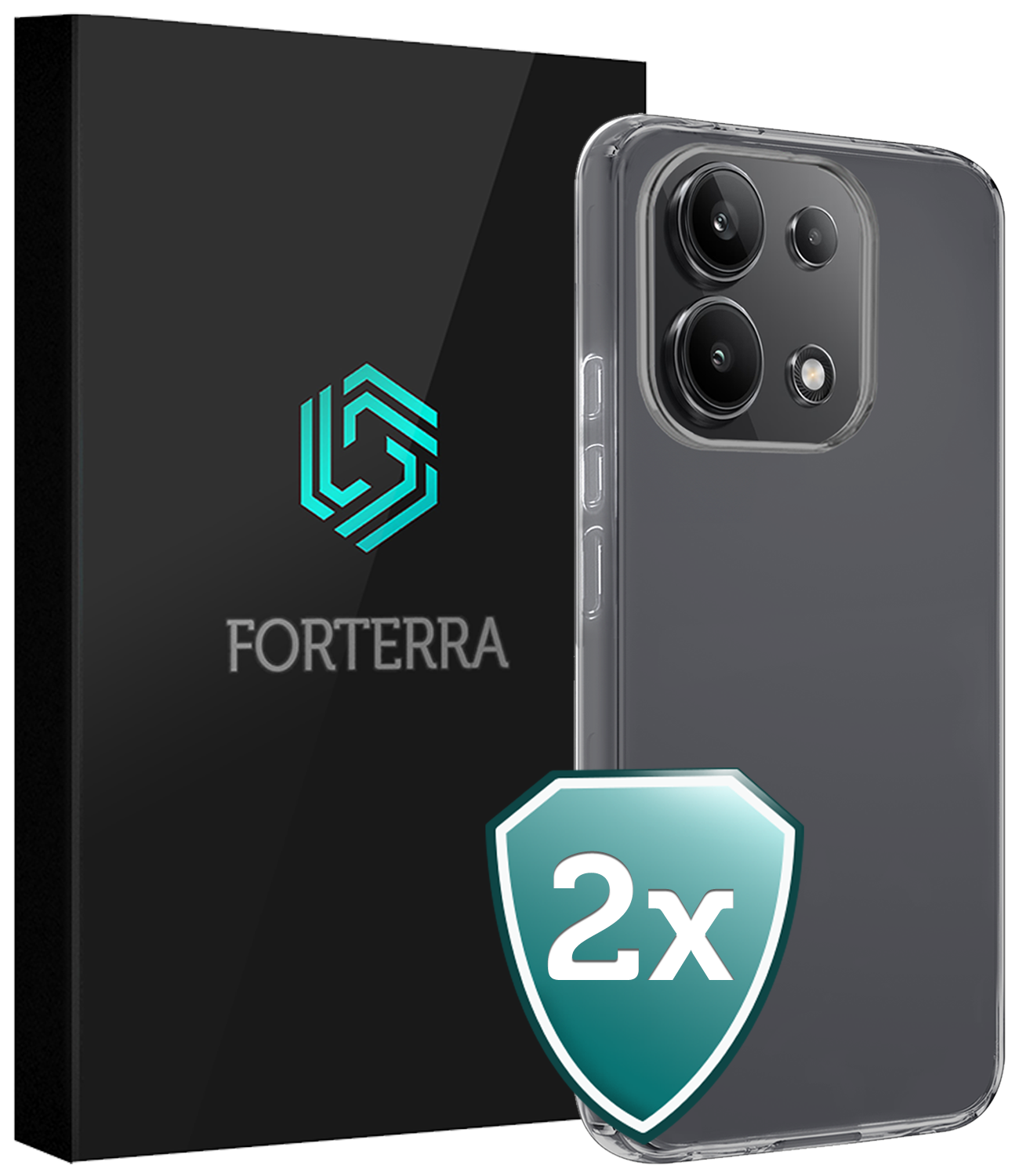 Forterra Hoesje Geschikt voor Xiaomi Redmi Note 13 4G Case Siliconen Hoes - Hoes Geschikt voor Xiaomi Redmi Note 13 4G Hoesje Back Cover - Transparant - 2 PACK