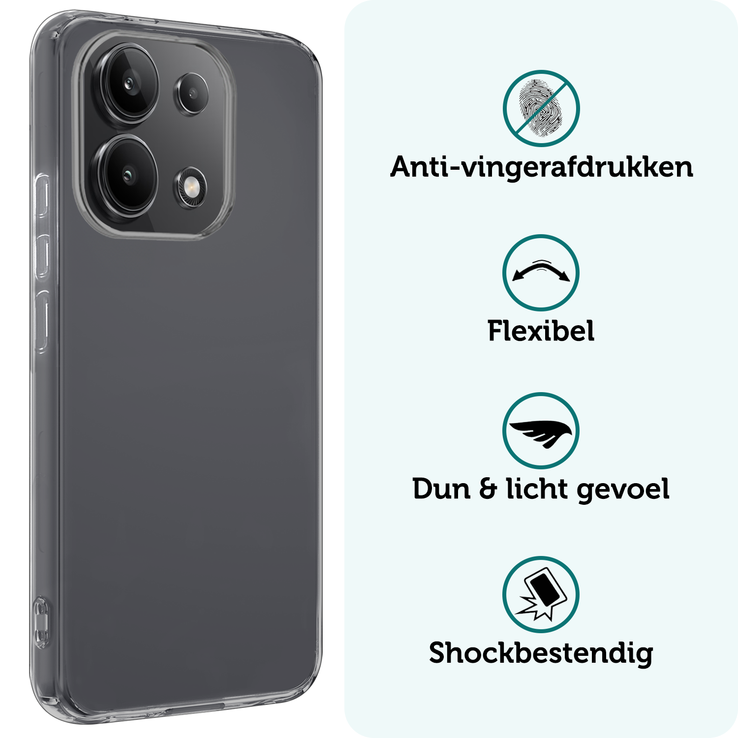 Forterra Hoesje Geschikt voor Xiaomi Redmi Note 13 4G Case Siliconen Hoes - Hoes Geschikt voor Xiaomi Redmi Note 13 4G Hoesje Back Cover - Transparant - 2 PACK