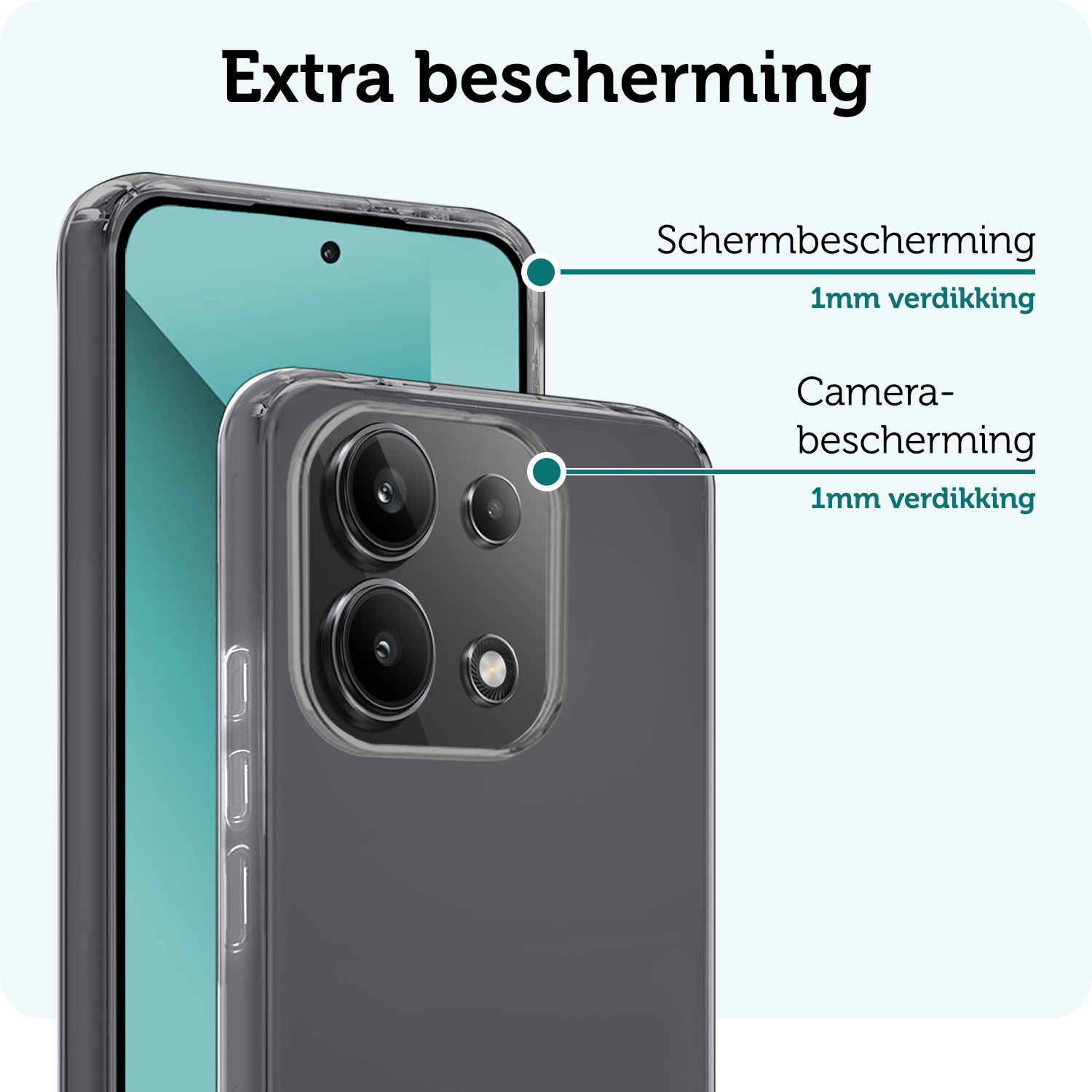 Forterra Hoesje Geschikt voor Xiaomi Redmi Note 13 4G Case Siliconen Hoes - Hoes Geschikt voor Xiaomi Redmi Note 13 4G Hoesje Back Cover - Transparant - 2 PACK