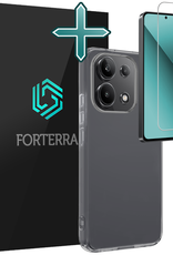 Forterra Hoesje Geschikt voor Xiaomi Redmi Note 13 4G Case Siliconen Hoes Met Screenprotector - Hoes Geschikt voor Xiaomi Redmi Note 13 4G Hoesje Back Cover - Transparant