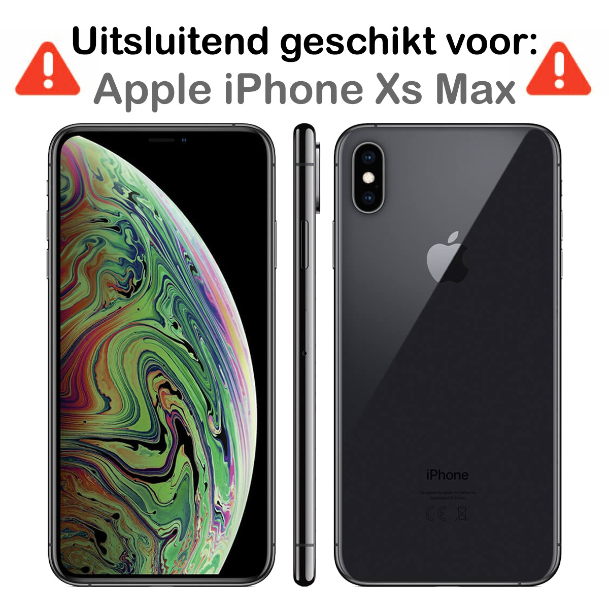 BASEY. Hoes Geschikt voor iPhone Xs Max Hoesje Pas Houder Shock Proof Case Hoes Met Koord Met 2x Screenprotector - Hoesje Geschikt voor iPhone Xs Max Hoes Met Telefoonkoord Pasjeshouder Cover - Transparant