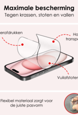 NoXx Screenprotector Geschikt voor iPhone 15 Screenprotector Met Montage Frame Hybrid Flexibel Glass Full Cover - 3 PACK