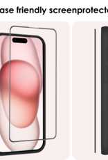 NoXx Screenprotector Geschikt voor iPhone 15 Screenprotector Met Montage Frame Hybrid Flexibel Glass Full Cover - 3 PACK
