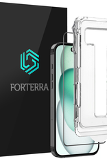 Forterra Screenprotector Geschikt voor iPhone 15 Screenprotector Met Installatie Kit Flexibel Hybrid Full Cover - Screen Protector Geschikt voor iPhone 15 Screenprotector Met Montage Frame Buigbaar Glas