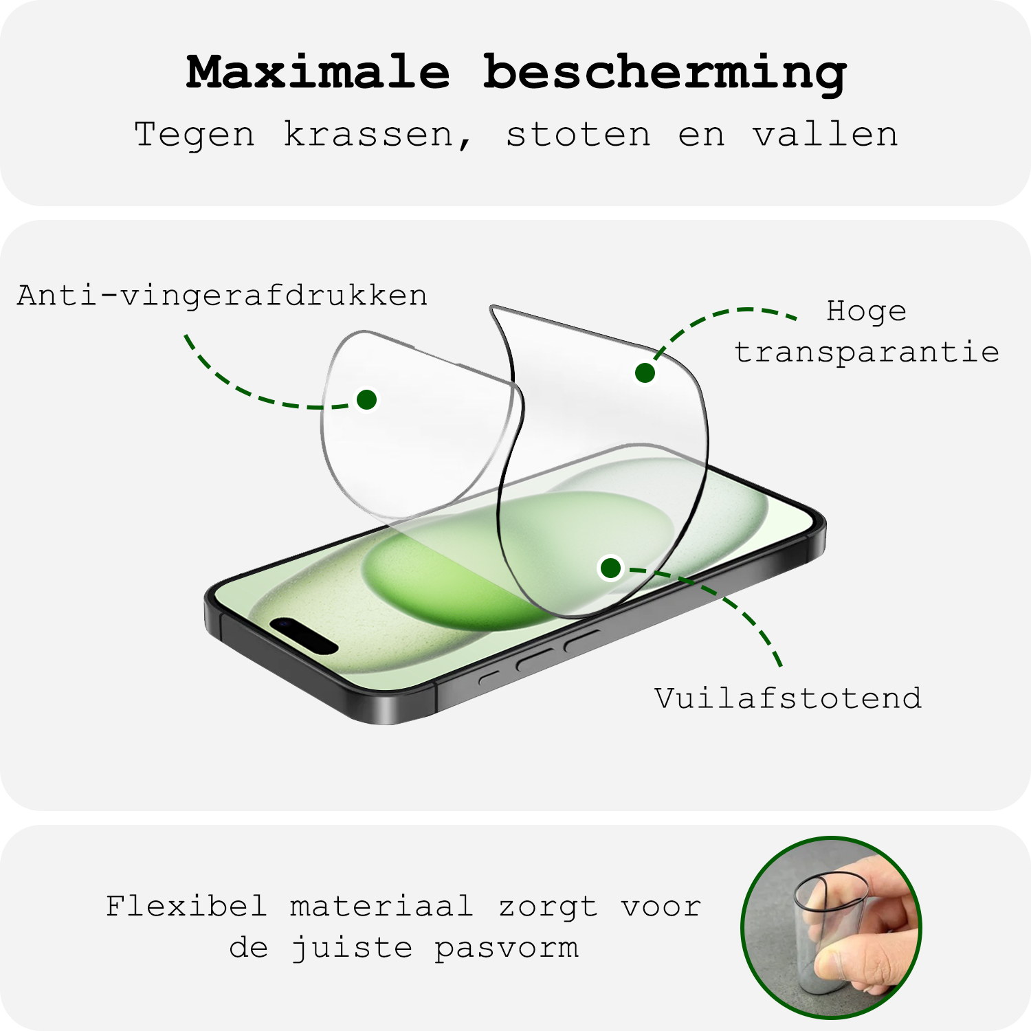 BASEY. Screenprotector Geschikt voor iPhone 15 Pro Screenprotector Met Montage Frame Beschermglas Flexibel Full Cover - Screenprotector Geschikt voor iPhone 15 Pro Screen Protector Met Installatie Kit Full Cover - 3 Stuks