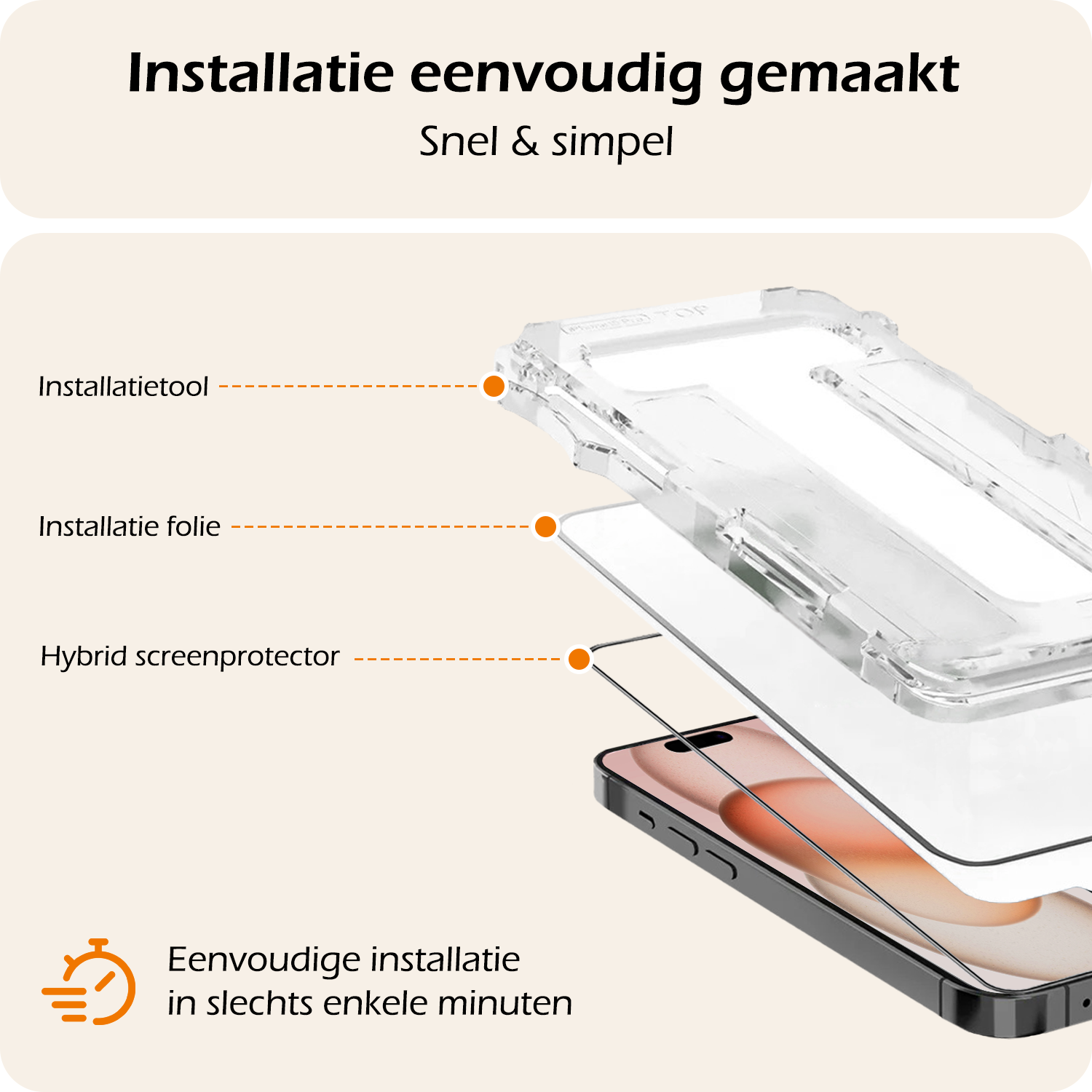 Nomfy Screenprotector - Geschikt voor iPhone 15 Pro Screenprotector Met Installatie Kit Bescherm Glas - Screenprotector Geschikt voor iPhone 15 Pro Screen Protector Met Montage Frame Flexibel Glas Full Cover