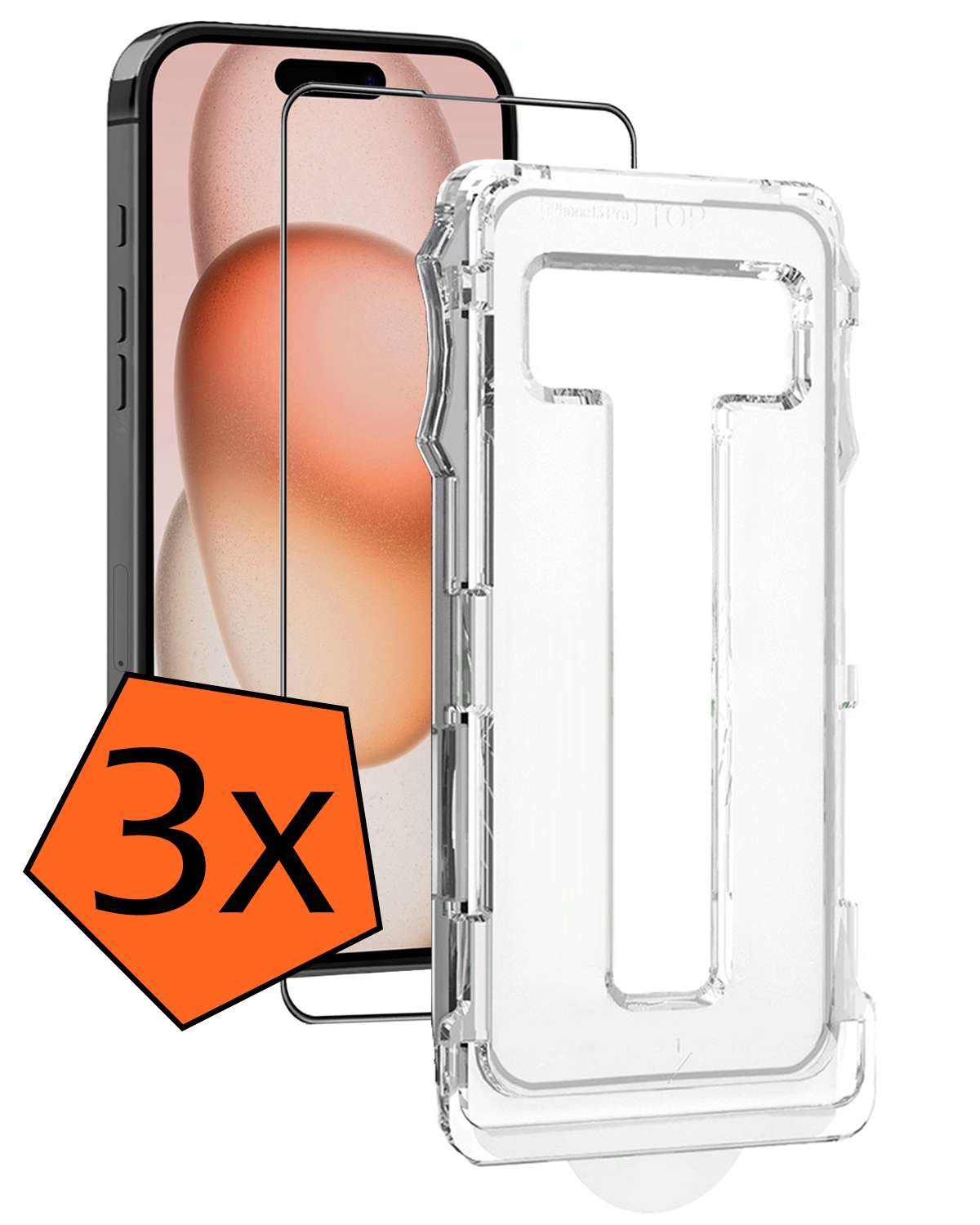 Nomfy Screenprotector - Geschikt voor iPhone 15 Pro Screenprotector Met Installatie Kit Bescherm Glas - Screenprotector Geschikt voor iPhone 15 Pro Screen Protector Met Montage Frame Flexibel Glas Full Cover - 3 PACK