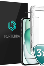 Forterra Screenprotector Geschikt voor iPhone 15 Pro Max Screenprotector Met Installatie Kit Flexibel Hybrid Full Cover - Screen Protector Geschikt voor iPhone 15 Pro Max Screenprotector Met Montage Frame Buigbaar Glas - 3 PACK