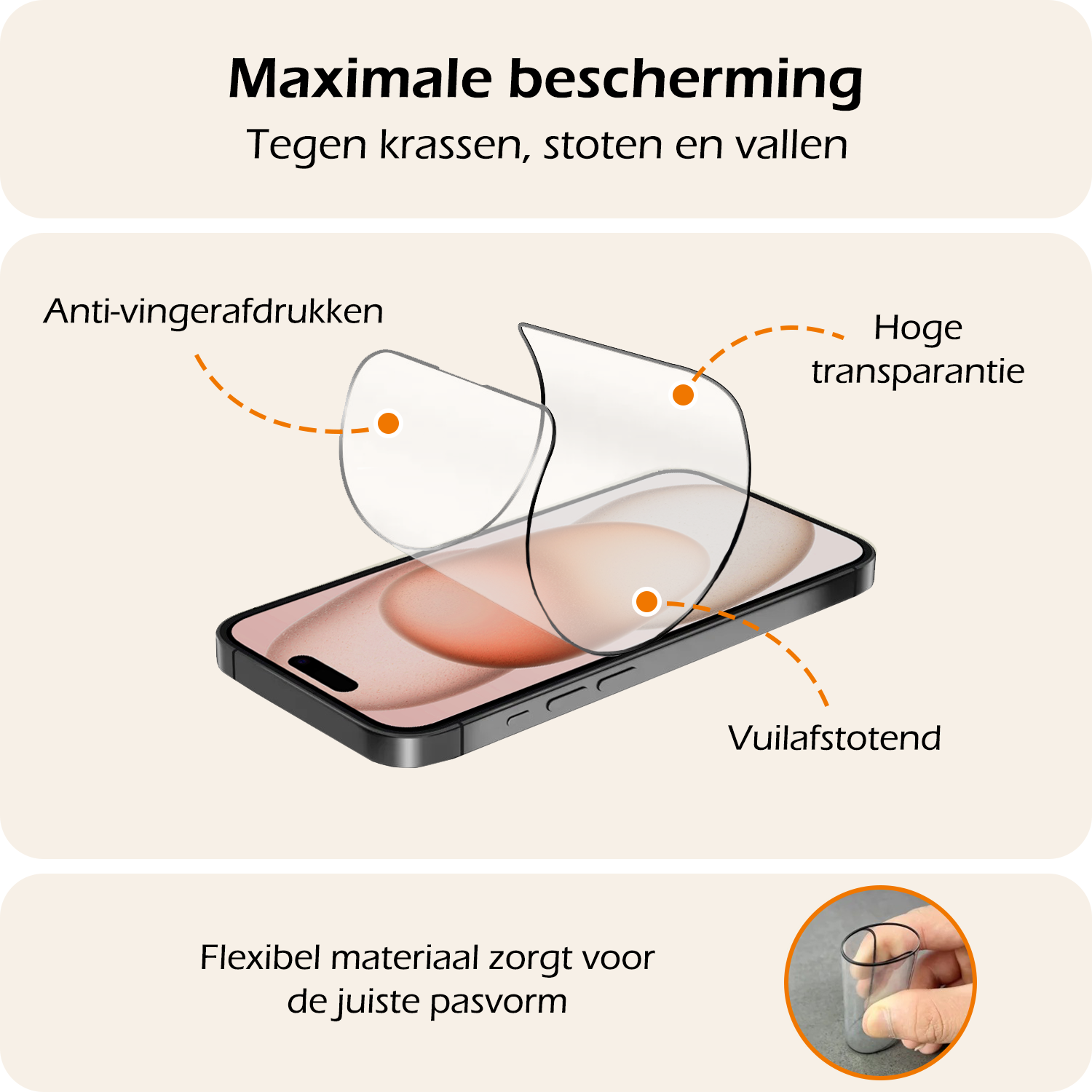 Nomfy Screenprotector - Geschikt voor iPhone 15 Pro Max Screenprotector Met Installatie Kit Bescherm Glas - Screenprotector Geschikt voor iPhone 15 Pro Max Screen Protector Met Montage Frame Flexibel Glas Full Cover
