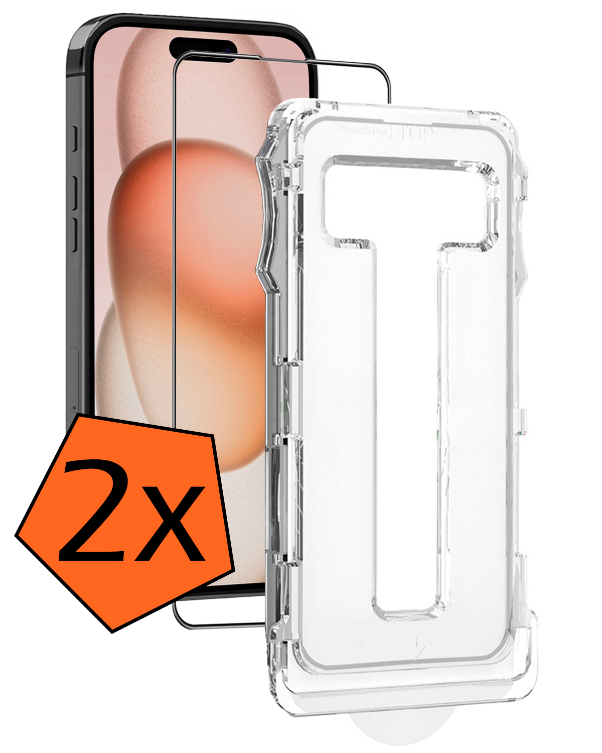 Nomfy Screenprotector - Geschikt voor iPhone 15 Pro Max Screenprotector Met Installatie Kit Bescherm Glas - Screenprotector Geschikt voor iPhone 15 Pro Max Screen Protector Met Montage Frame Flexibel Glas Full Cover - 2 PACK