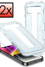 NoXx Screenprotector Geschikt voor iPhone 14 Screenprotector Met Montage Frame Hybrid Flexibel Glass Full Cover - 2 PACK