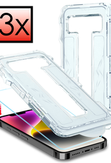 NoXx Screenprotector Geschikt voor iPhone 14 Screenprotector Met Montage Frame Hybrid Flexibel Glass Full Cover - 3 PACK