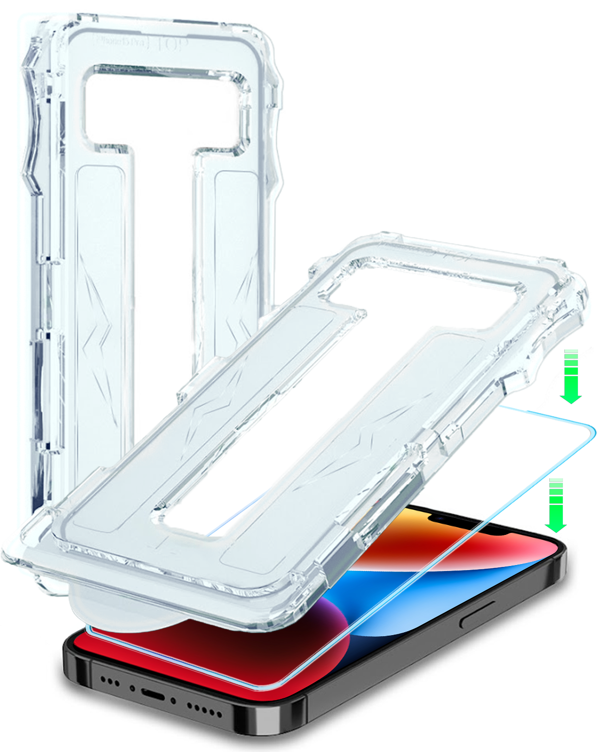 BASEY. Screenprotector Geschikt voor iPhone 14 Pro Screenprotector Met Montage Frame Beschermglas Flexibel Full Cover - Screenprotector Geschikt voor iPhone 14 Pro Screen Protector Met Installatie Kit Full Cover