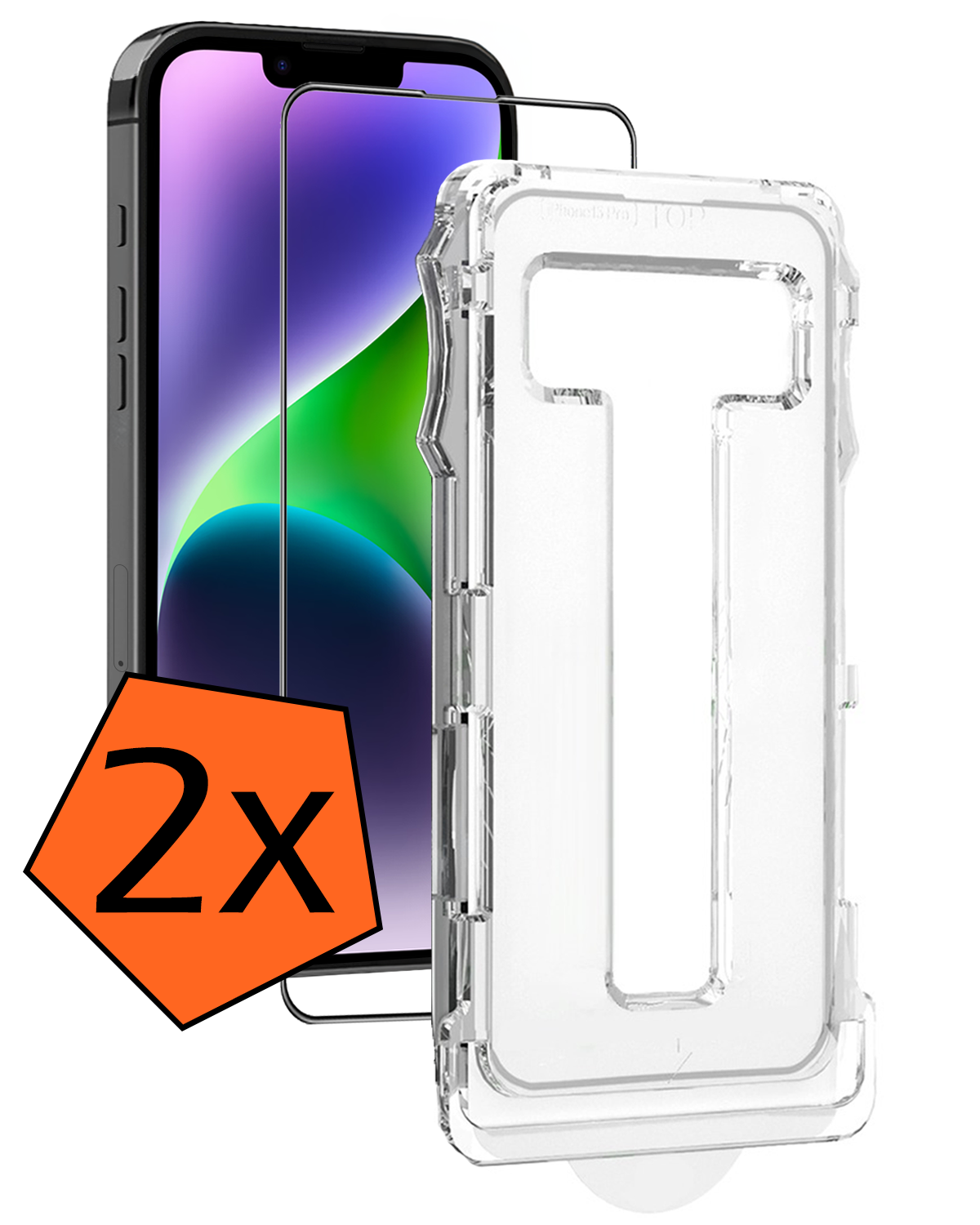 Nomfy Screenprotector - Geschikt voor iPhone 14 Pro Max Screenprotector Met Installatie Kit Bescherm Glas - Screenprotector Geschikt voor iPhone 14 Pro Max Screen Protector Met Montage Frame Flexibel Glas Full Cover - 2 PACK