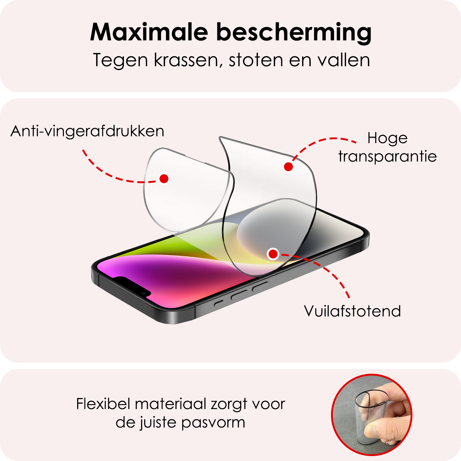 NoXx Screenprotector Geschikt voor iPhone 14 Pro Max Screenprotector Met Montage Frame Hybrid Flexibel Glass Full Cover