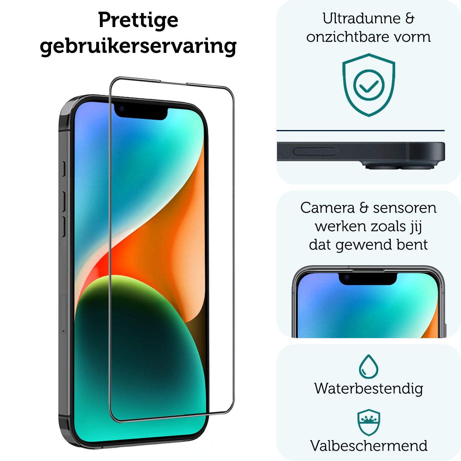 Forterra Screenprotector Geschikt voor iPhone 14 Screenprotector Met Installatie Kit Flexibel Hybrid Full Cover - Screen Protector Geschikt voor iPhone 14 Screenprotector Met Montage Frame Buigbaar Glas