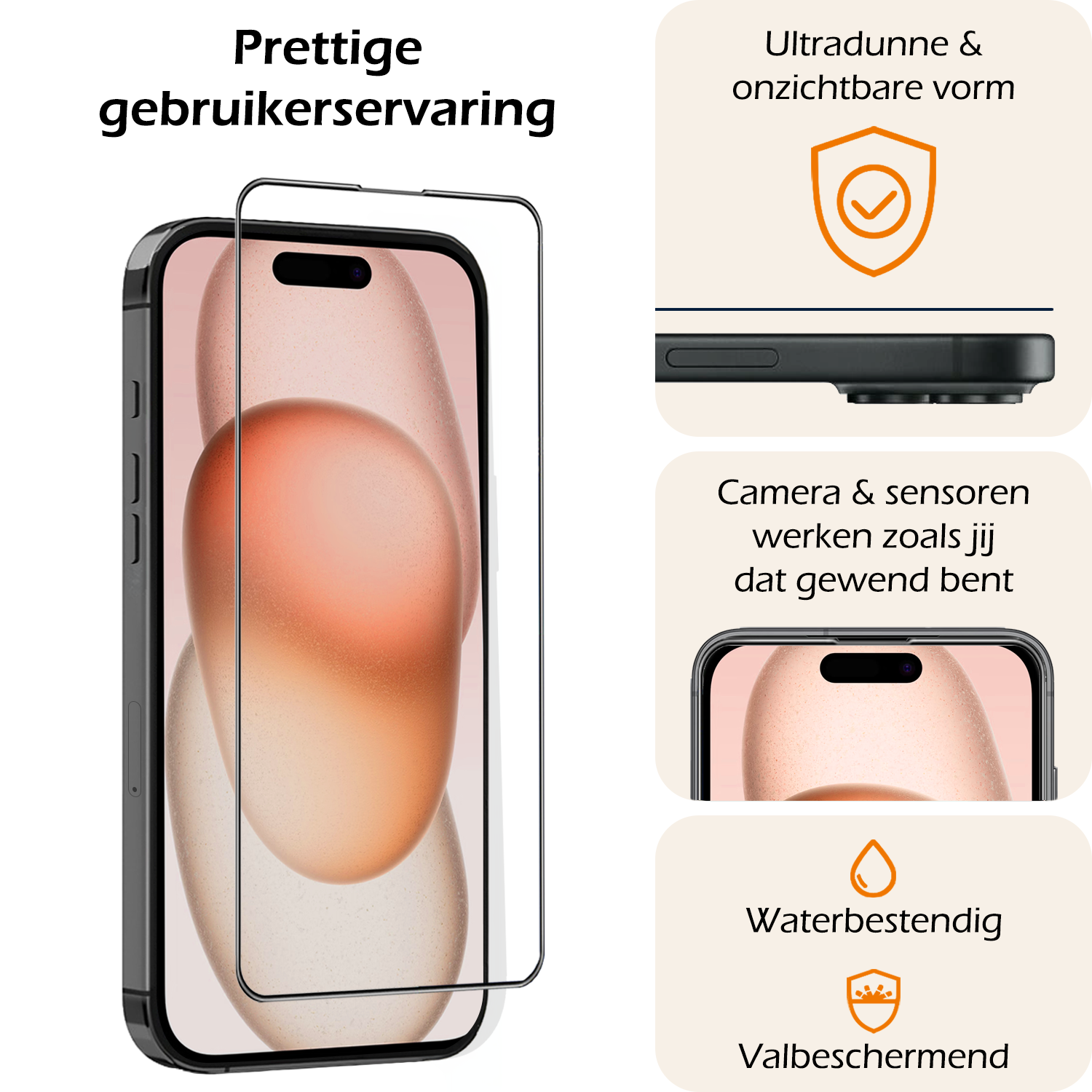 Nomfy Screenprotector - Geschikt voor iPhone 15 Pro Max Screenprotector Met Installatie Kit Bescherm Glas - Screenprotector Geschikt voor iPhone 15 Pro Max Screen Protector Met Montage Frame Flexibel Glas Full Cover