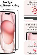 NoXx Screenprotector Geschikt voor iPhone 15 Pro Max Screenprotector Met Montage Frame Hybrid Flexibel Glass Full Cover - 3 PACK