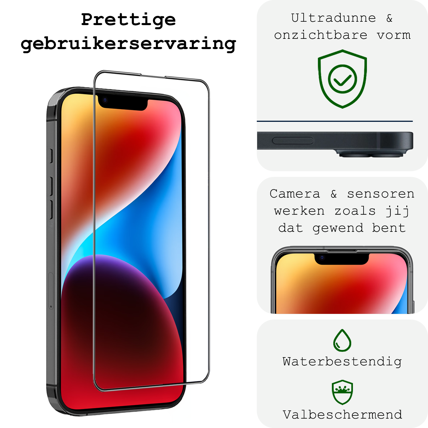 BASEY. Screenprotector Geschikt voor iPhone 14 Pro Screenprotector Met Montage Frame Beschermglas Flexibel Full Cover - Screenprotector Geschikt voor iPhone 14 Pro Screen Protector Met Installatie Kit Full Cover
