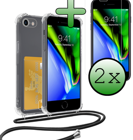 BASEY. BASEY. iPhone 7 Hoesje Pashouder met Koord Met 2x Screenprotector