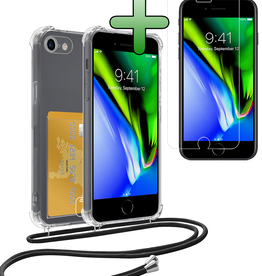 BASEY. BASEY. iPhone 8 Hoesje Pashouder met Koord Met Screenprotector