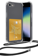 Nomfy Hoesje Geschikt voor iPhone 7 Hoesje Met Telefoonketting Pasjeshouder Shockproof Case Koord - Hoesje Geschikt voor iPhone 7 Hoes Met Kaarthouder - Transparant