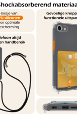 Nomfy Hoesje Geschikt voor iPhone 7 Hoesje Met Telefoonketting Pasjeshouder Shockproof Case Met Screenprotector Koord - Hoesje Geschikt voor iPhone 7 Hoes Met Kaarthouder - Transparant