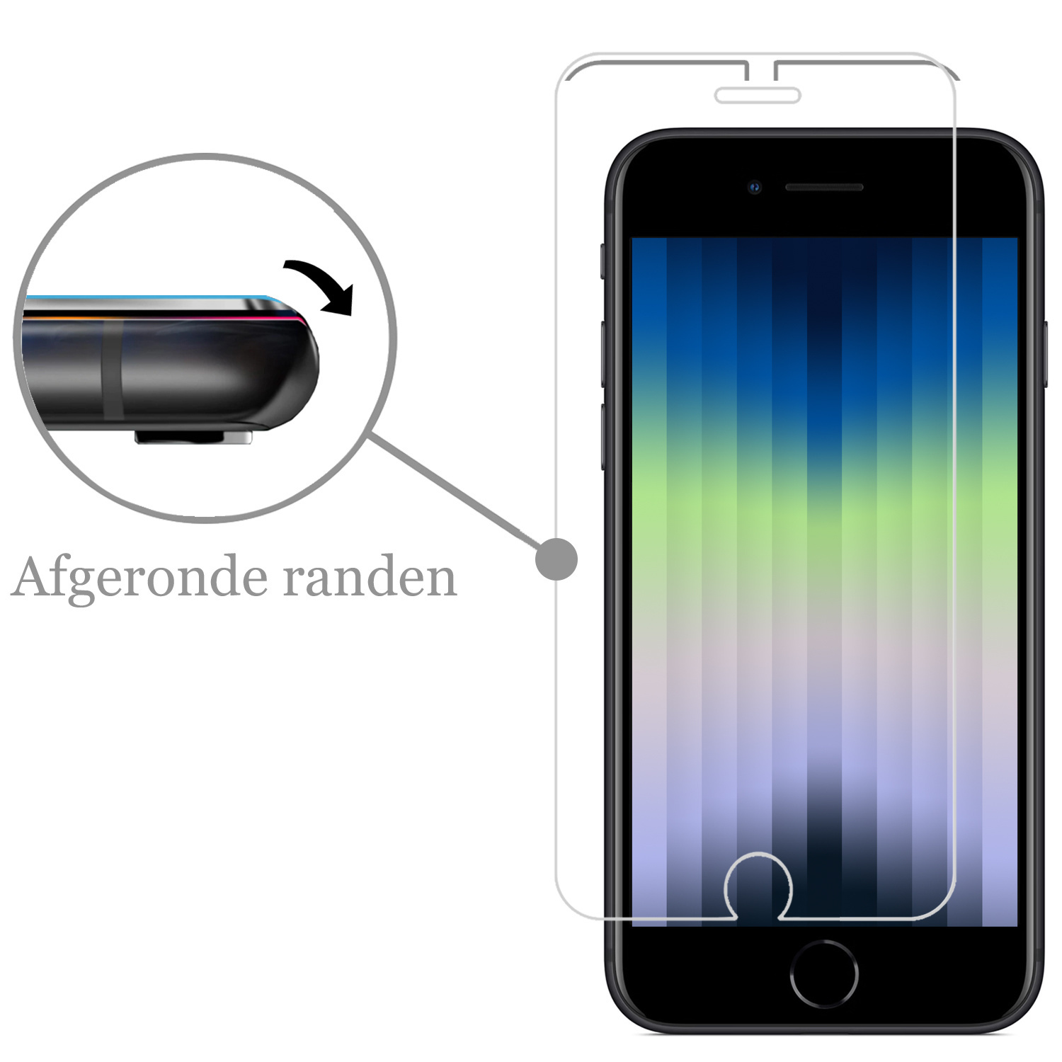 Nomfy Hoesje Geschikt voor iPhone 7 Hoesje Met Telefoonketting Pasjeshouder Shockproof Case Met Screenprotector Koord - Hoesje Geschikt voor iPhone 7 Hoes Met Kaarthouder - Transparant