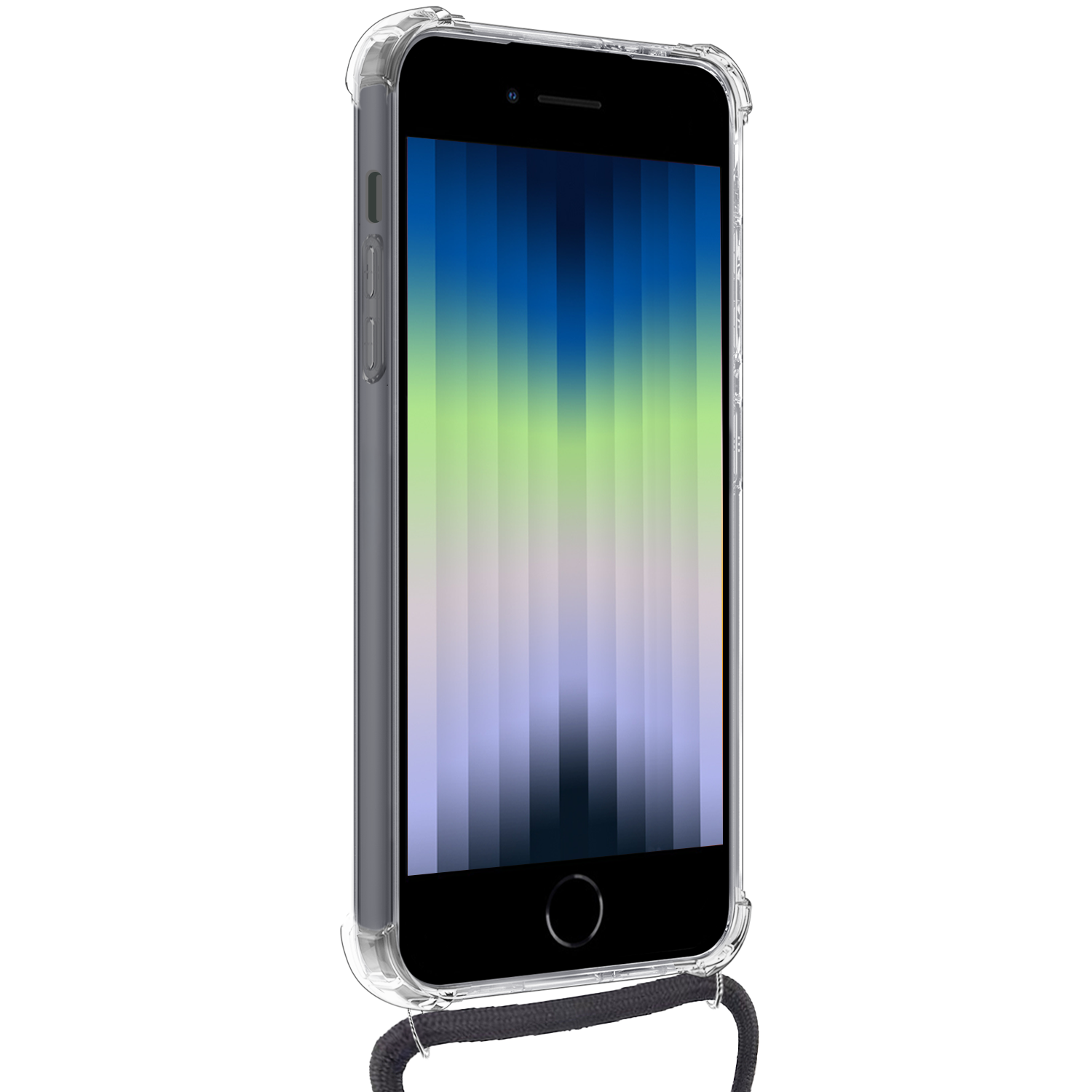 Nomfy Hoesje Geschikt voor iPhone 7 Hoesje Met Telefoonketting Pasjeshouder Shockproof Case Met 2x Screenprotector Koord - Hoesje Geschikt voor iPhone 7 Hoes Met Kaarthouder - Transparant