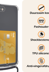 Nomfy Hoesje Geschikt voor iPhone 8 Hoesje Met Telefoonketting Pasjeshouder Shockproof Case Koord - Hoesje Geschikt voor iPhone 8 Hoes Met Kaarthouder - Transparant