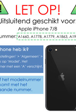NoXx Hoes Geschikt voor iPhone 7 Hoesje Pasjeshouder Cover Met Koord Shock Proof Case Siliconen Hoes Met Telefoonkoord en Kaarthouder Met Screenprotector - Transparant
