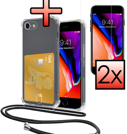 NoXx NoXx iPhone 8 Hoesje Pashouder met Koord Met 2x Screenprotector