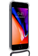 NoXx Hoes Geschikt voor iPhone 8 Hoesje Pasjeshouder Cover Met Koord Shock Proof Case Siliconen Hoes Met Telefoonkoord en Kaarthouder Met 2x Screenprotector - Transparant