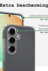 BASEY. Hoes Geschikt voor Samsung S24 FE Hoesje Shock Proof Case Hoes Siliconen Met Screenprotector - Hoesje Geschikt voor Samsung Galaxy S24 FE Hoes Cover Shockproof - Transparant