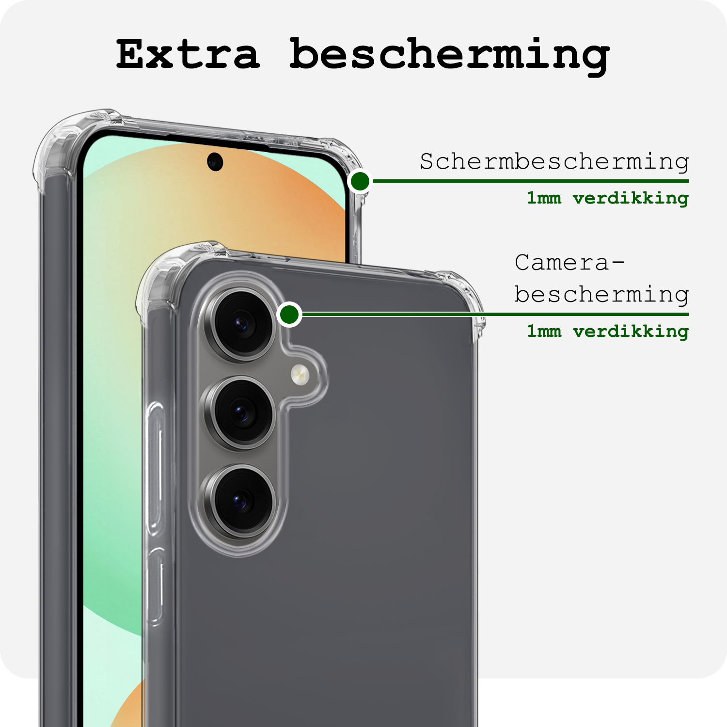 BASEY. Hoes Geschikt voor Samsung S24 FE Hoesje Shock Proof Case Hoes Siliconen Met Screenprotector - Hoesje Geschikt voor Samsung Galaxy S24 FE Hoes Cover Shockproof - Transparant