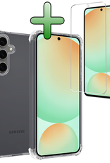 BASEY. Hoes Geschikt voor Samsung S24 FE Hoesje Shock Proof Case Hoes Siliconen Met Screenprotector - Hoesje Geschikt voor Samsung Galaxy S24 FE Hoes Cover Shockproof - Transparant