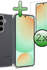 BASEY. Hoes Geschikt voor Samsung S24 FE Hoesje Shock Proof Case Hoes Siliconen Met 2x Screenprotector - Hoesje Geschikt voor Samsung Galaxy S24 FE Hoes Cover Shockproof - Transparant