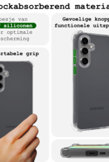 BASEY. Hoes Geschikt voor Samsung S24 FE Hoesje Shock Proof Case Hoes Siliconen Met 2x Screenprotector - Hoesje Geschikt voor Samsung Galaxy S24 FE Hoes Cover Shockproof - Transparant