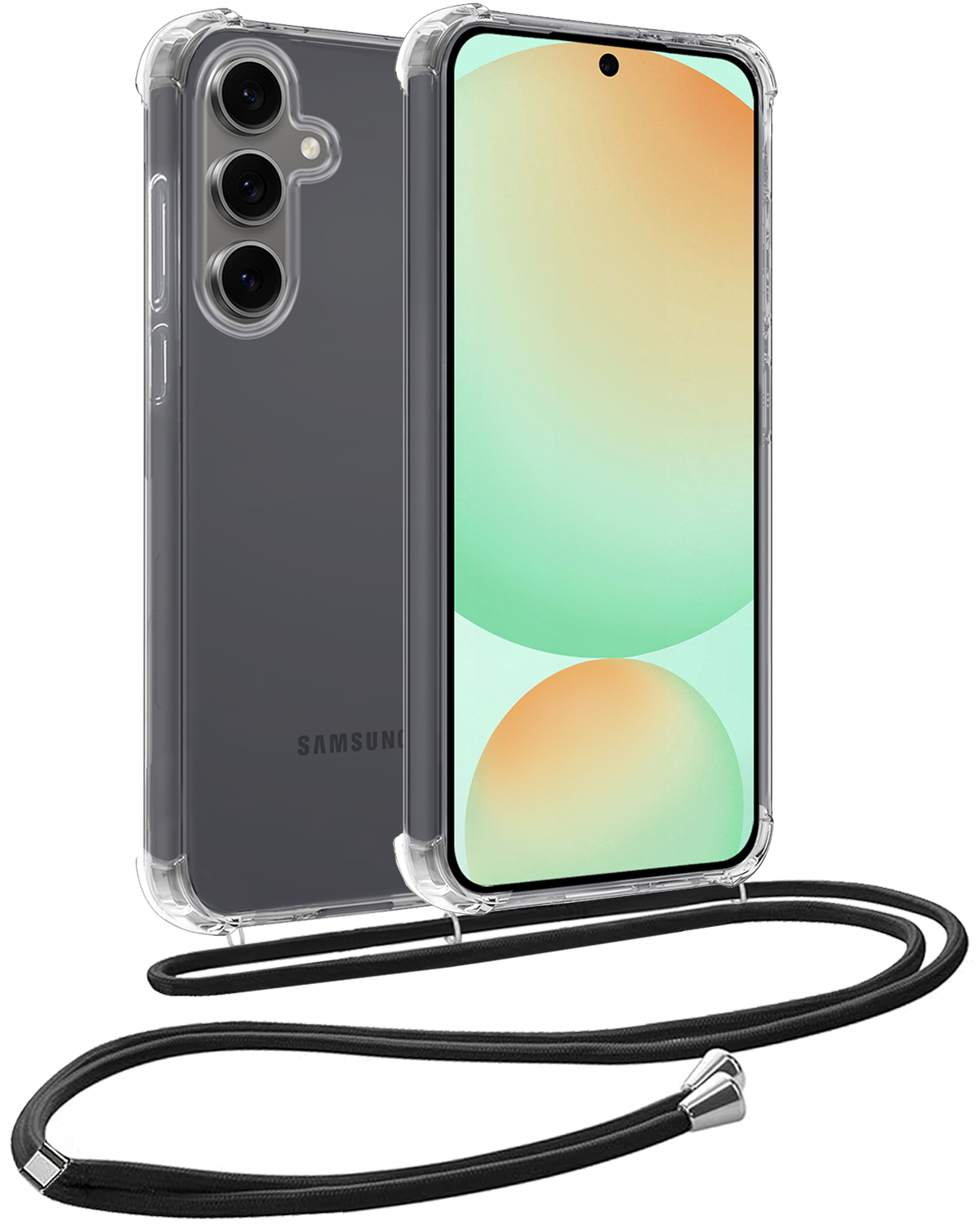BASEY. Hoes Geschikt voor Samsung S24 FE Hoesje Shock Proof Case Met Koord Shock Hoes Met Koord - Hoesje Geschikt voor Samsung Galaxy S24 FE Hoes Cover Met Koord - Transparant