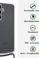 BASEY. Hoes Geschikt voor Samsung S24 FE Hoesje Shock Proof Case Met Koord Shock Hoes Met Koord - Hoesje Geschikt voor Samsung Galaxy S24 FE Hoes Cover Met Koord - Transparant