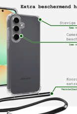 BASEY. Hoes Geschikt voor Samsung S24 FE Hoesje Shock Proof Case Met Koord Shock Hoes Met Koord - Hoesje Geschikt voor Samsung Galaxy S24 FE Hoes Cover Met Koord - Transparant