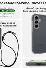 BASEY. Hoes Geschikt voor Samsung S24 FE Hoesje Shock Proof Case Met Koord Shock Hoes Met Koord - Hoesje Geschikt voor Samsung Galaxy S24 FE Hoes Cover Met Koord - Transparant